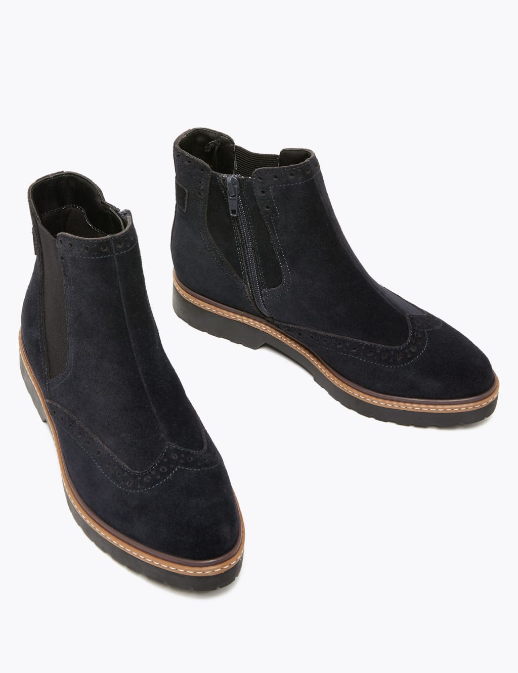 Suede Brogue Chelsea Ankle Boots M S Collection M S
