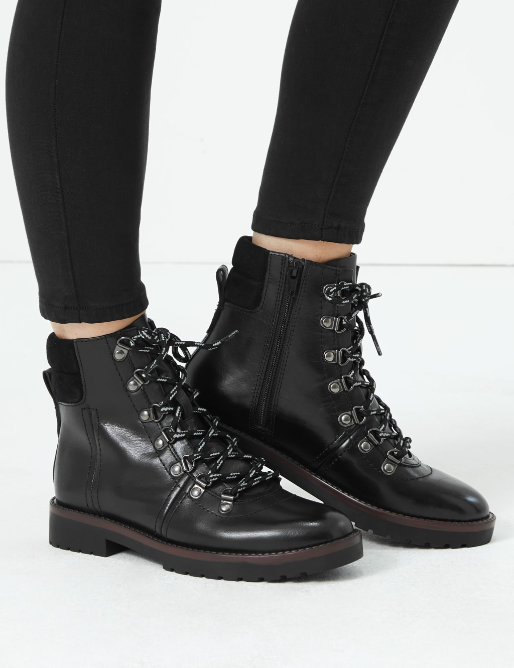 Leather Hiker Ankle Boots M S Collection M S