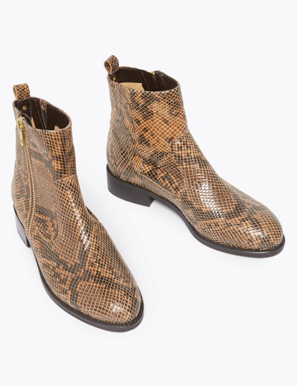 Leather Animal Print Ankle Boots 3 of 5