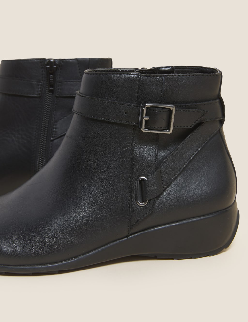 Leather Buckle Wedge Ankle Boots 4 of 5