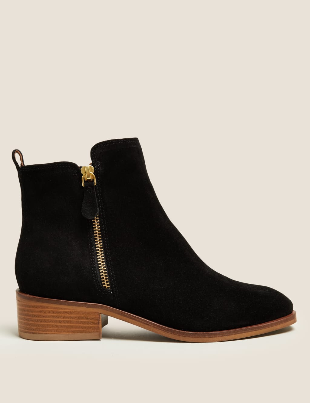 Suede Flat Square Toe Ankle Boots 1 of 6