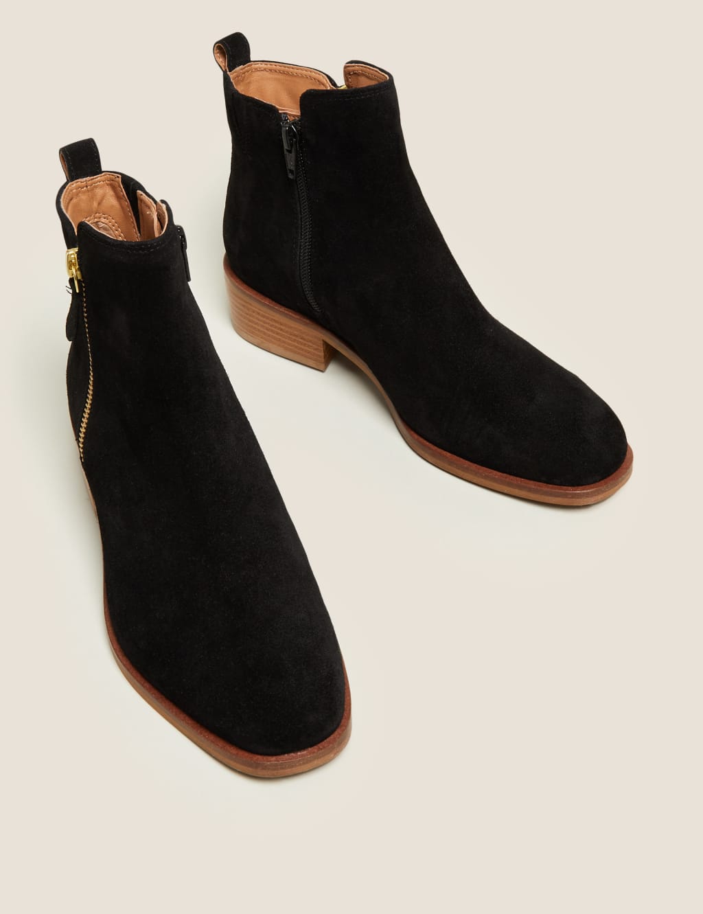 Suede Flat Square Toe Ankle Boots 2 of 6