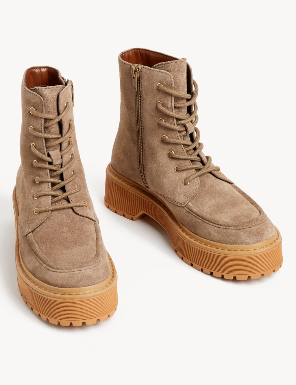 Suede Chunky Lace Up Platform Boots 2 of 3