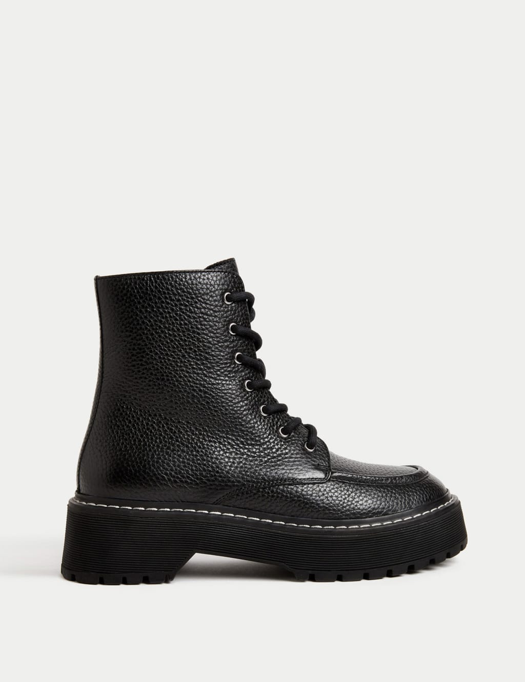 Leather Chunky Lace Up Flatform Boots M S Collection M S