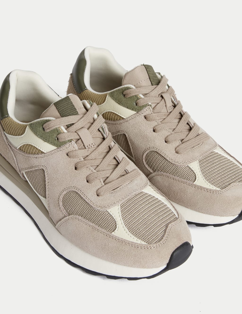 Suede Mesh Detail Trainers 3 of 3