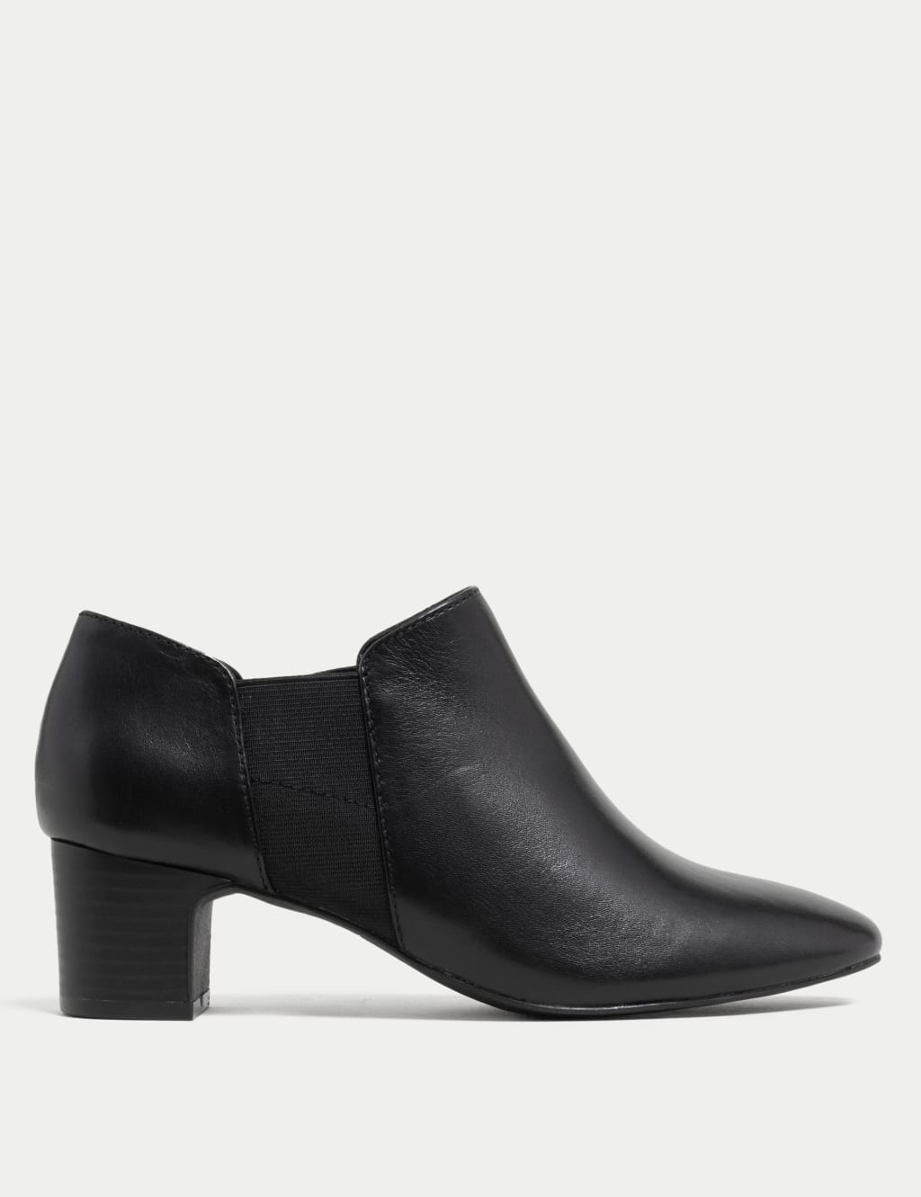 Leather Block Heel Shoe Boots M S Collection M S