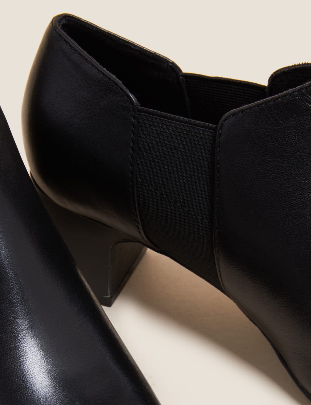 Leather Block Heel Shoe Boots M S Collection M S