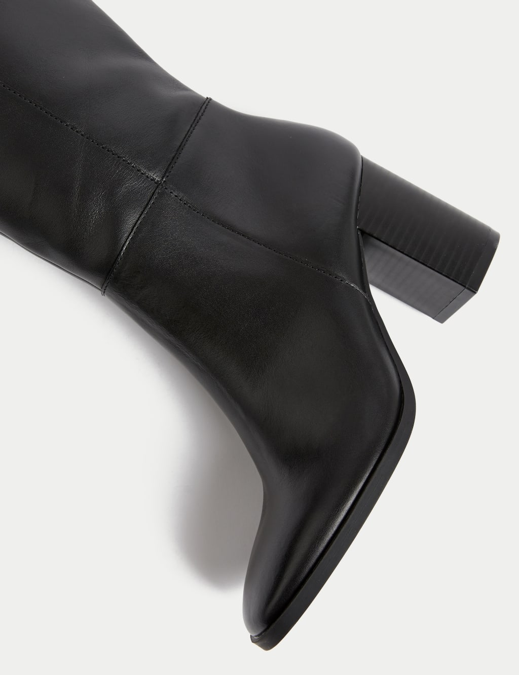 Leather Block Heel Knee High Boots M S Collection M S