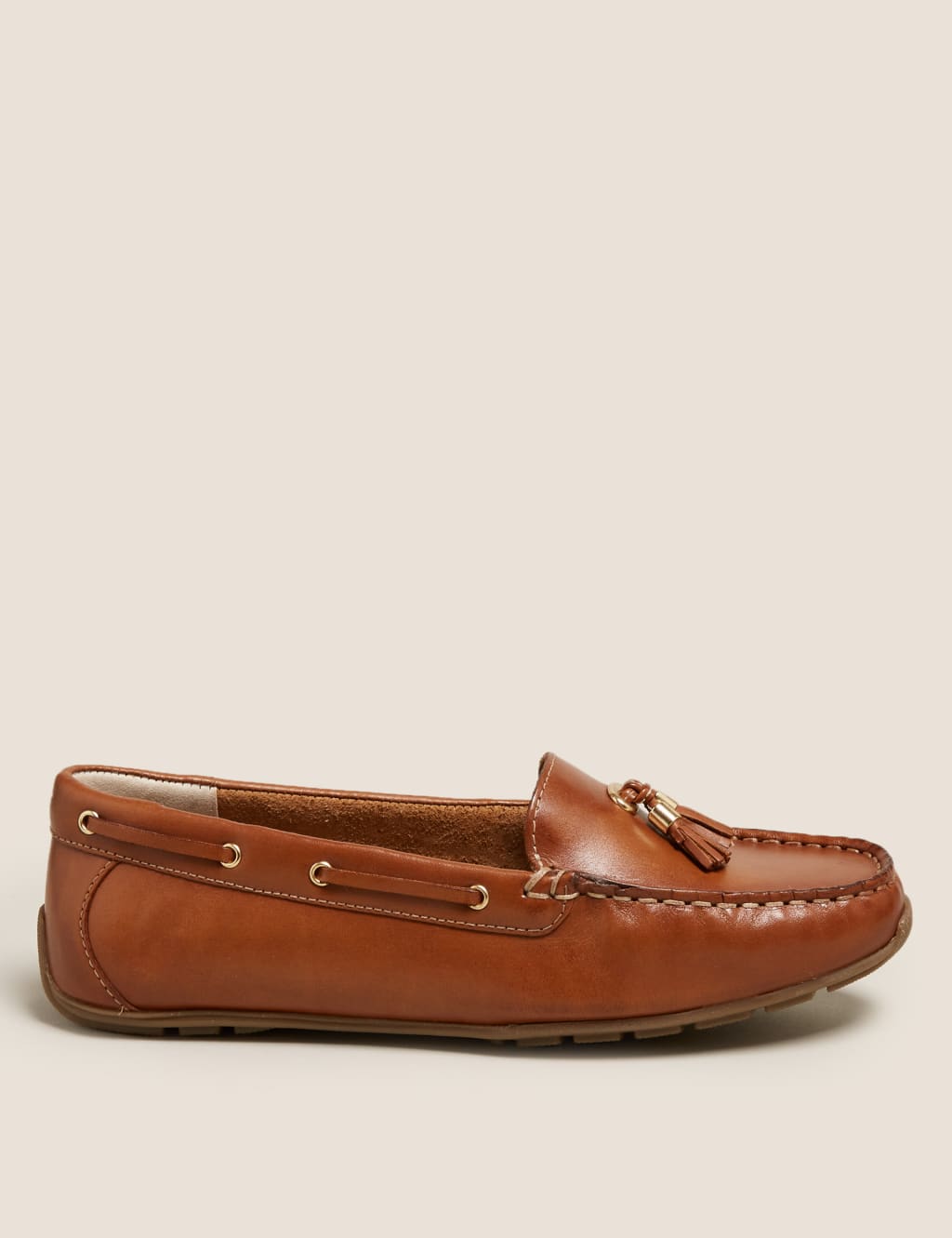 Wide Fit Leather Tassel Boat Shoes M S Collection M S