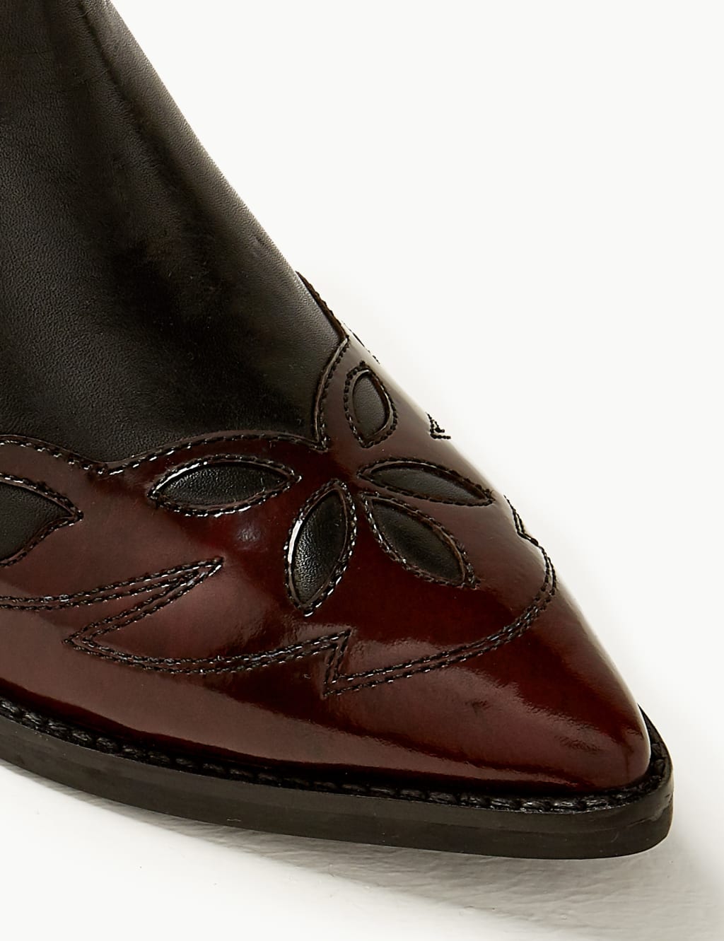 Leather Cutout Overlay Ankle Boots 3 of 4