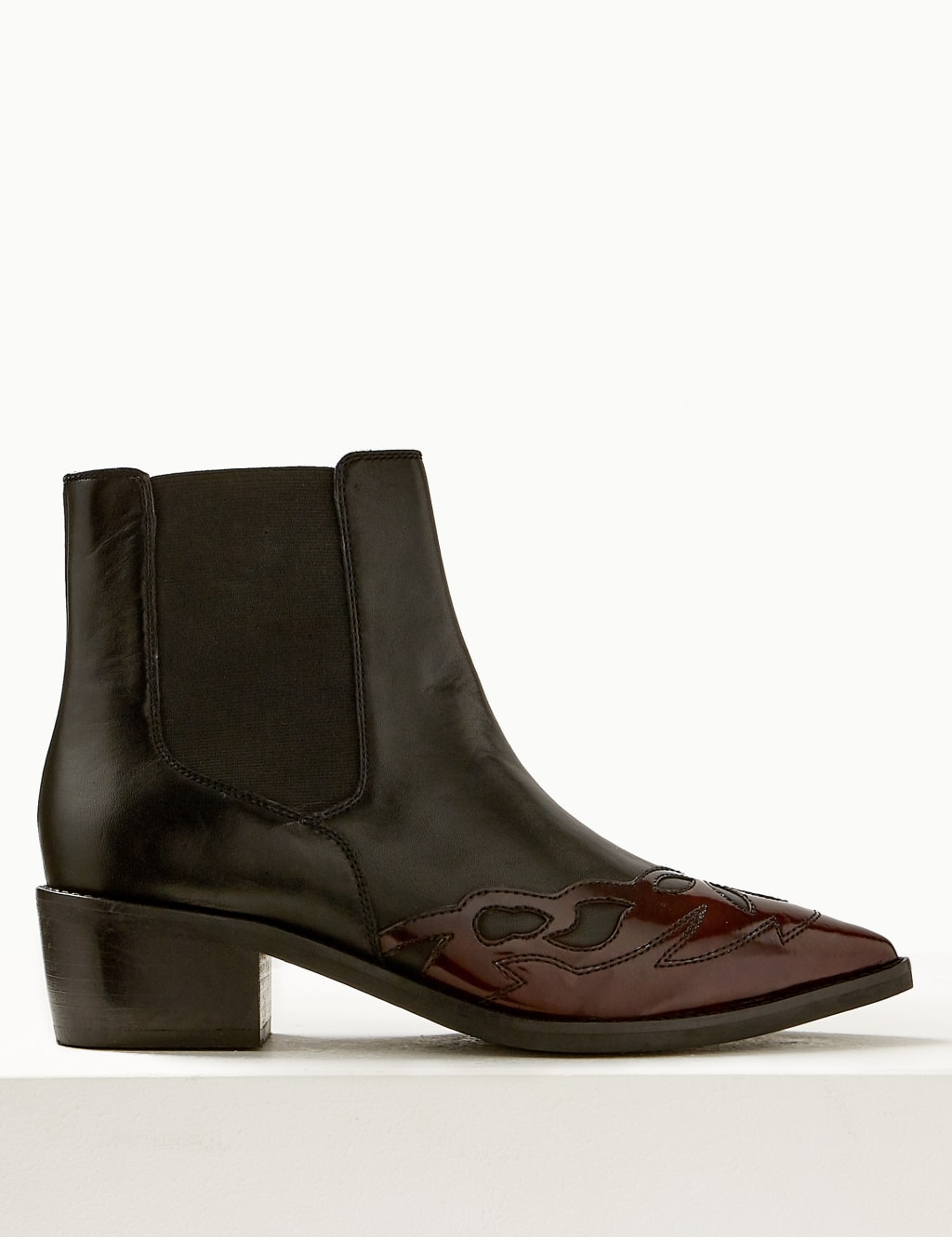 Leather Cutout Overlay Ankle Boots 1 of 4