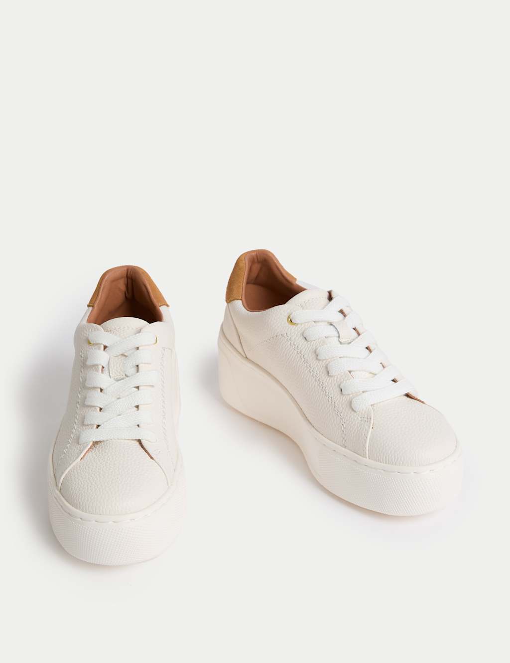 Leather Lace Up Platform Trainers with Freshfeet™ 2 of 3
