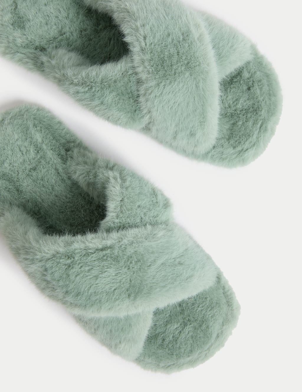 Faux Fur Crossover Open Toe Slippers 3 of 3