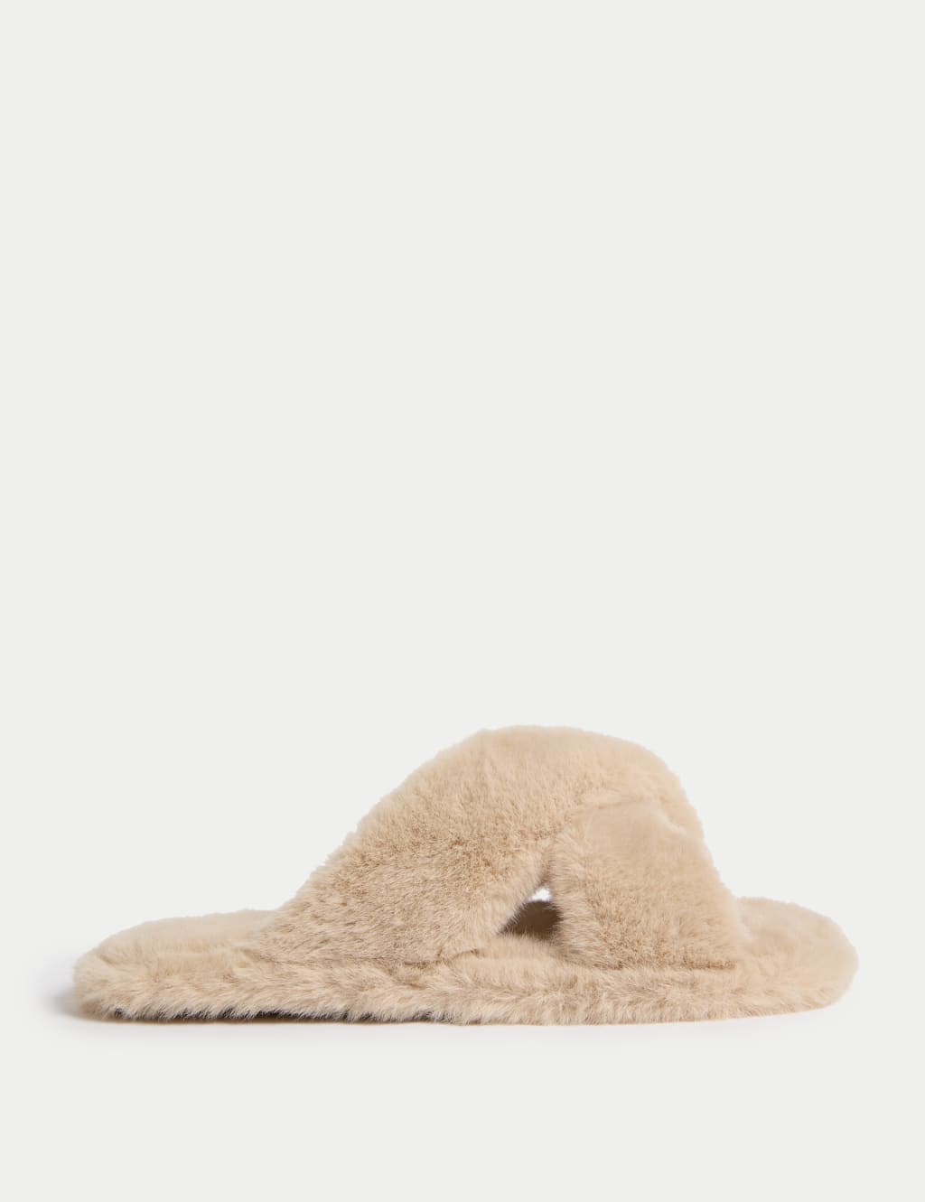 Faux Fur Crossover Open Toe Slippers 1 of 3