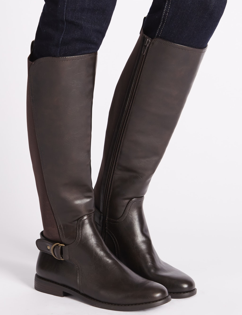 Block Heel Knee High Boots M S Collection M S