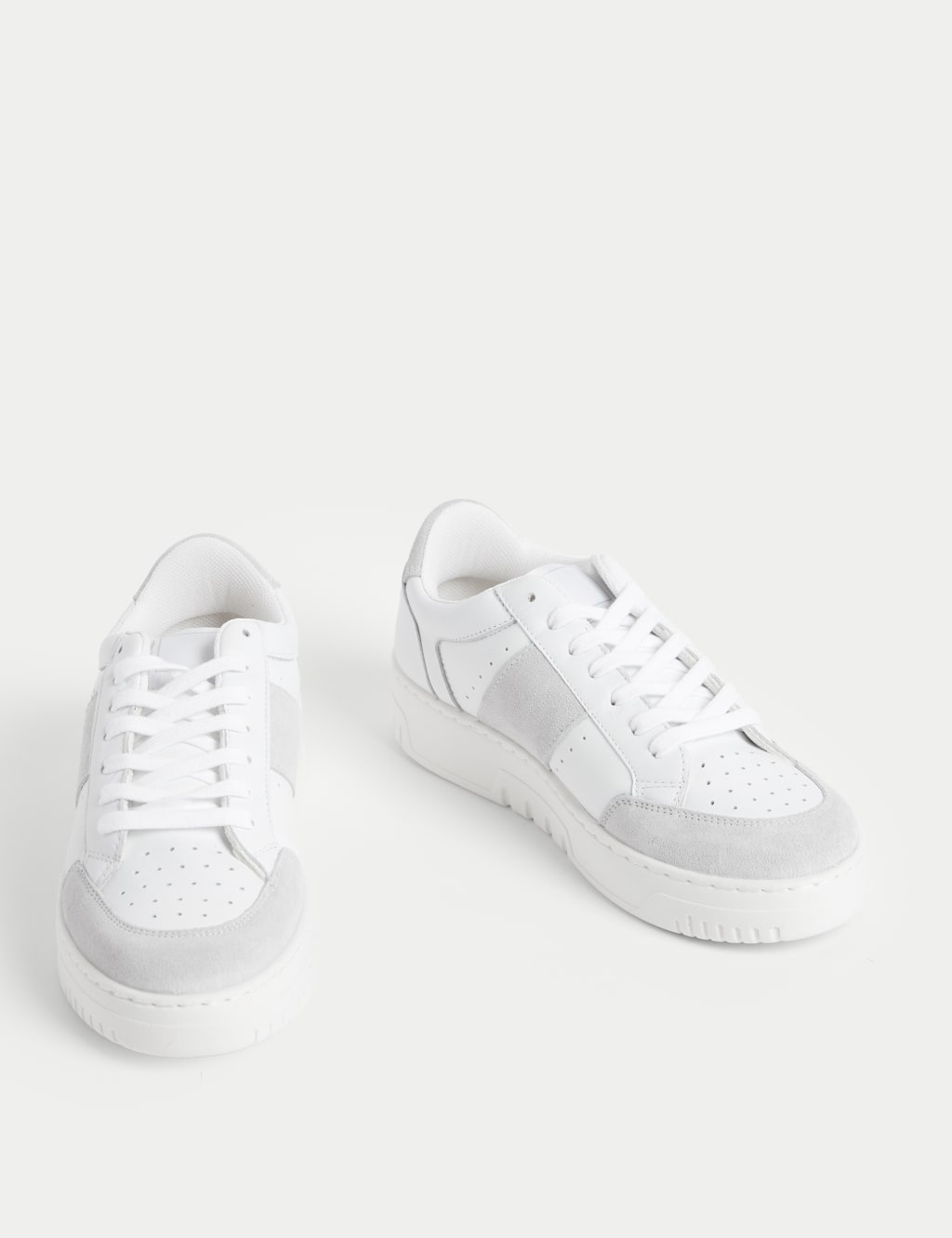 Marks and spencer white leather trainers sale