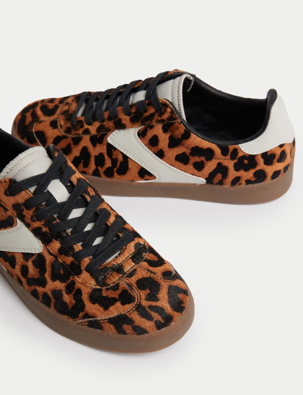 Leather Leopard Print Trainers