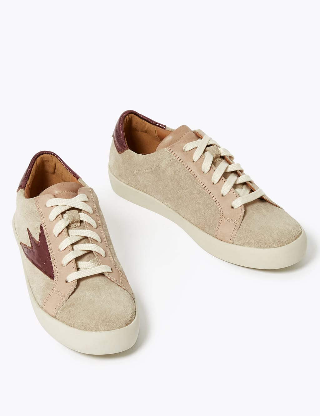 Suede Lace Up Flash Detail Trainers 1 of 7