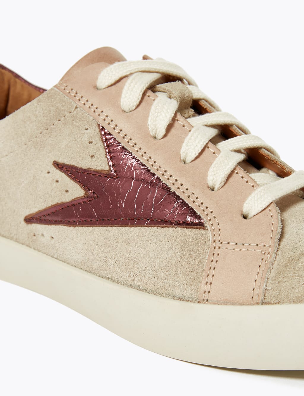 Suede Lace Up Flash Detail Trainers 5 of 7