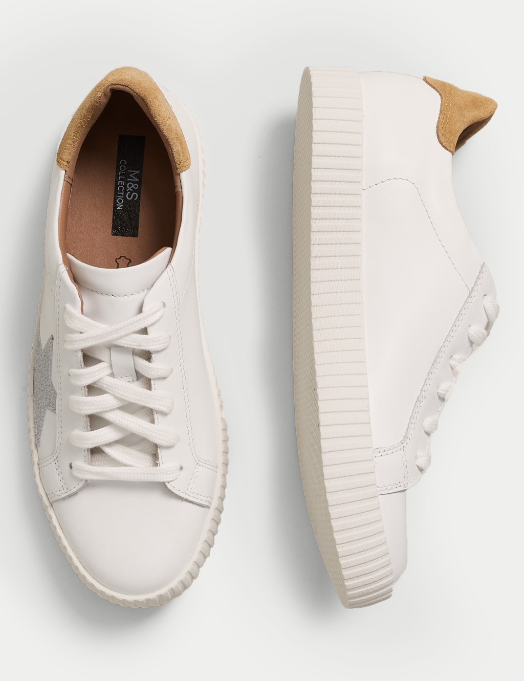 Lace Up Leather Star Trainers M S Collection M S