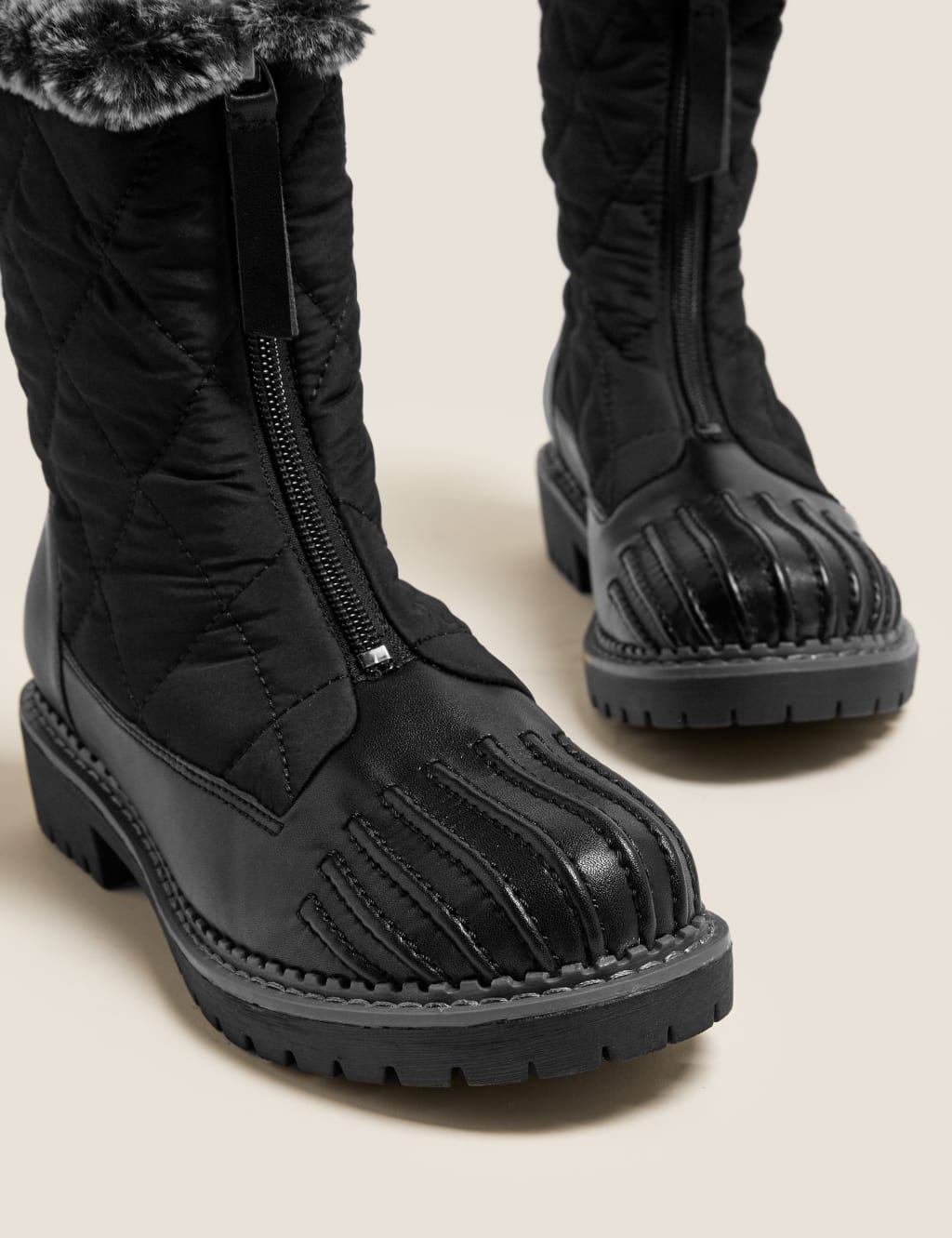 Quilted Faux Fur Trim Ankle Boots 3 of 6