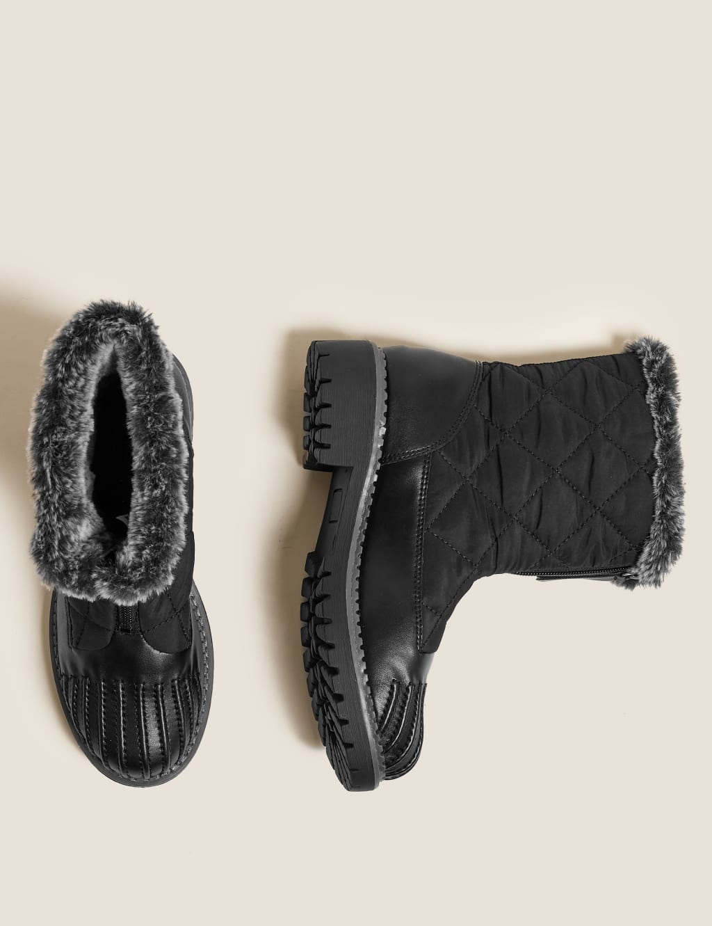 Quilted Faux Fur Trim Ankle Boots 4 of 6