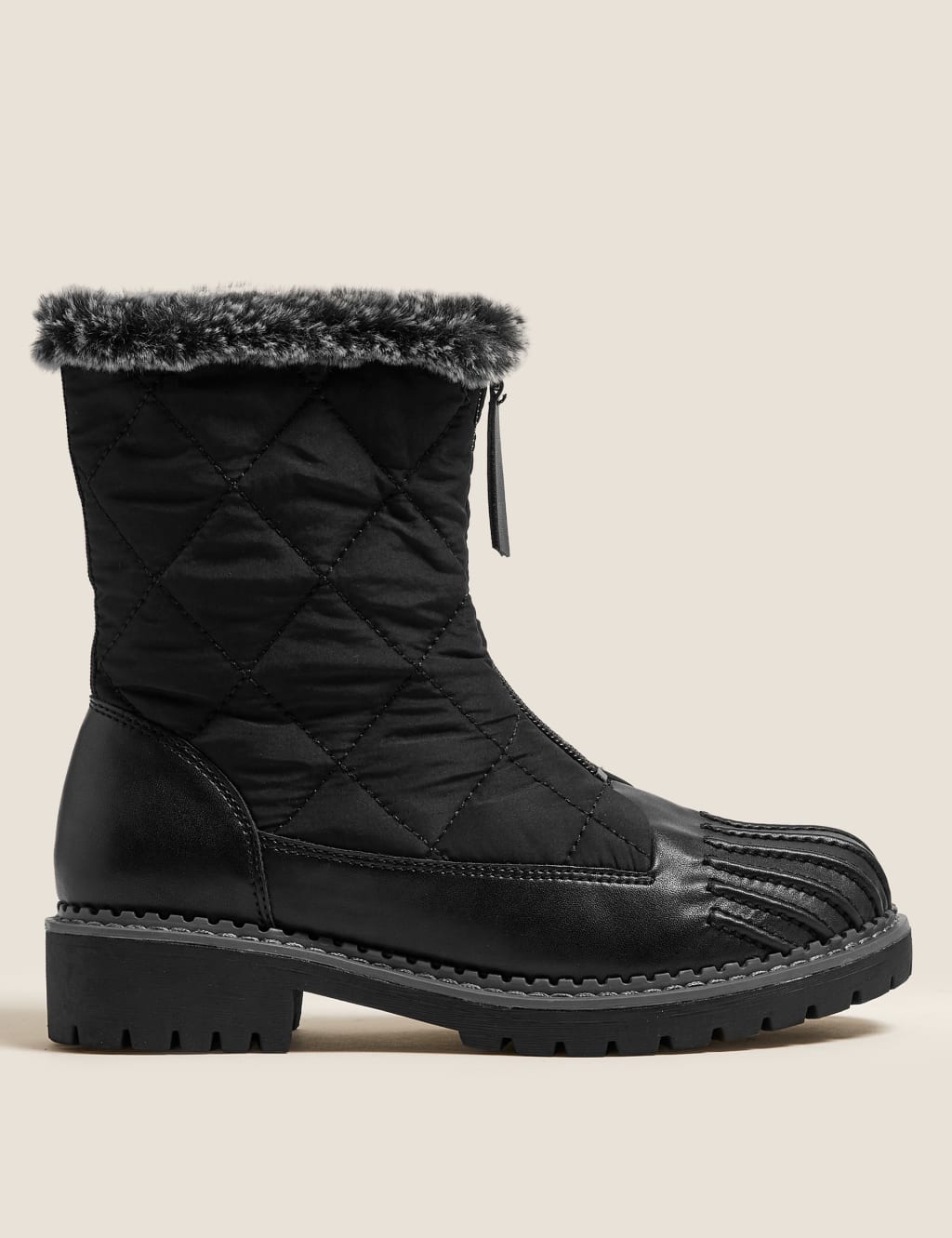 Quilted Faux Fur Trim Ankle Boots 6 of 6