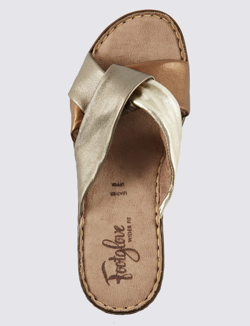 Leather Open Toe Tubular Wedge Mule Sandals Footglove M S