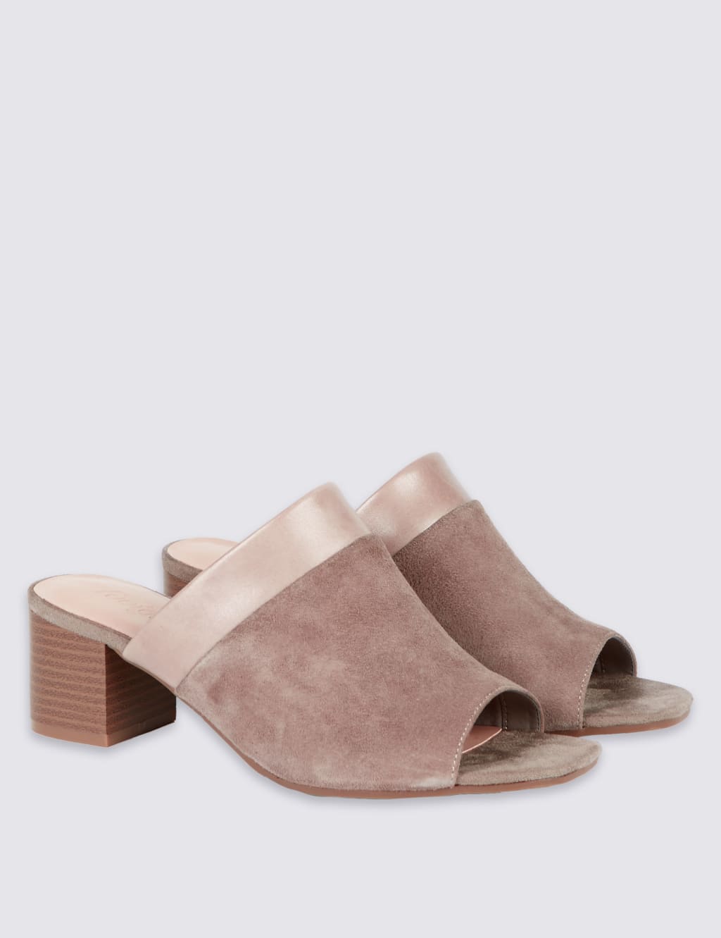 Wide Fit Suede Block Heel Mule Sandals M S Collection M S