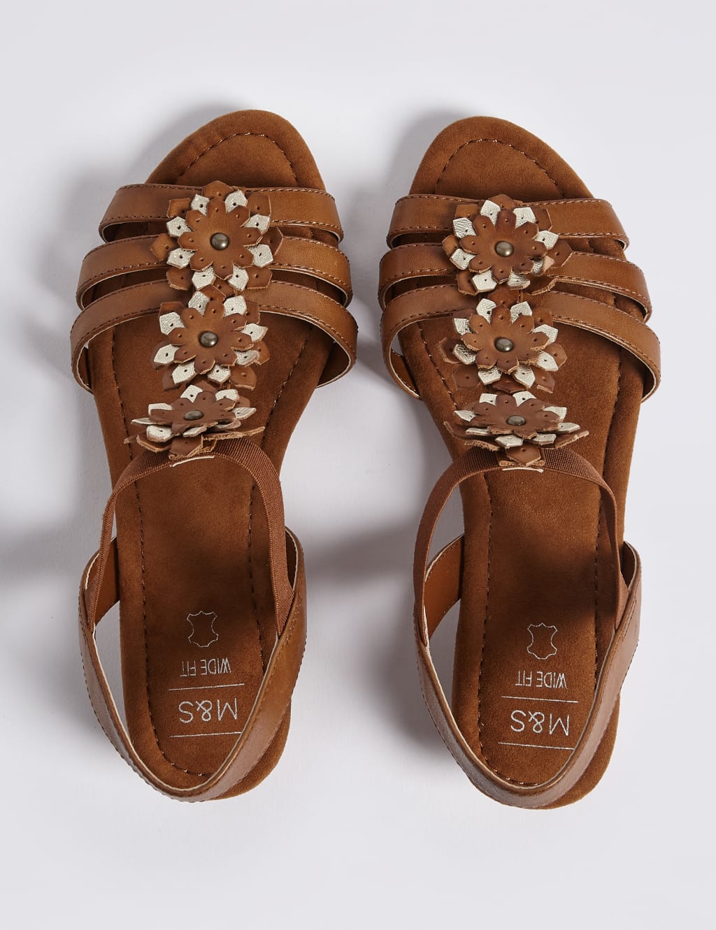 Wide Fit Leather Flower Sandals 4 of 6