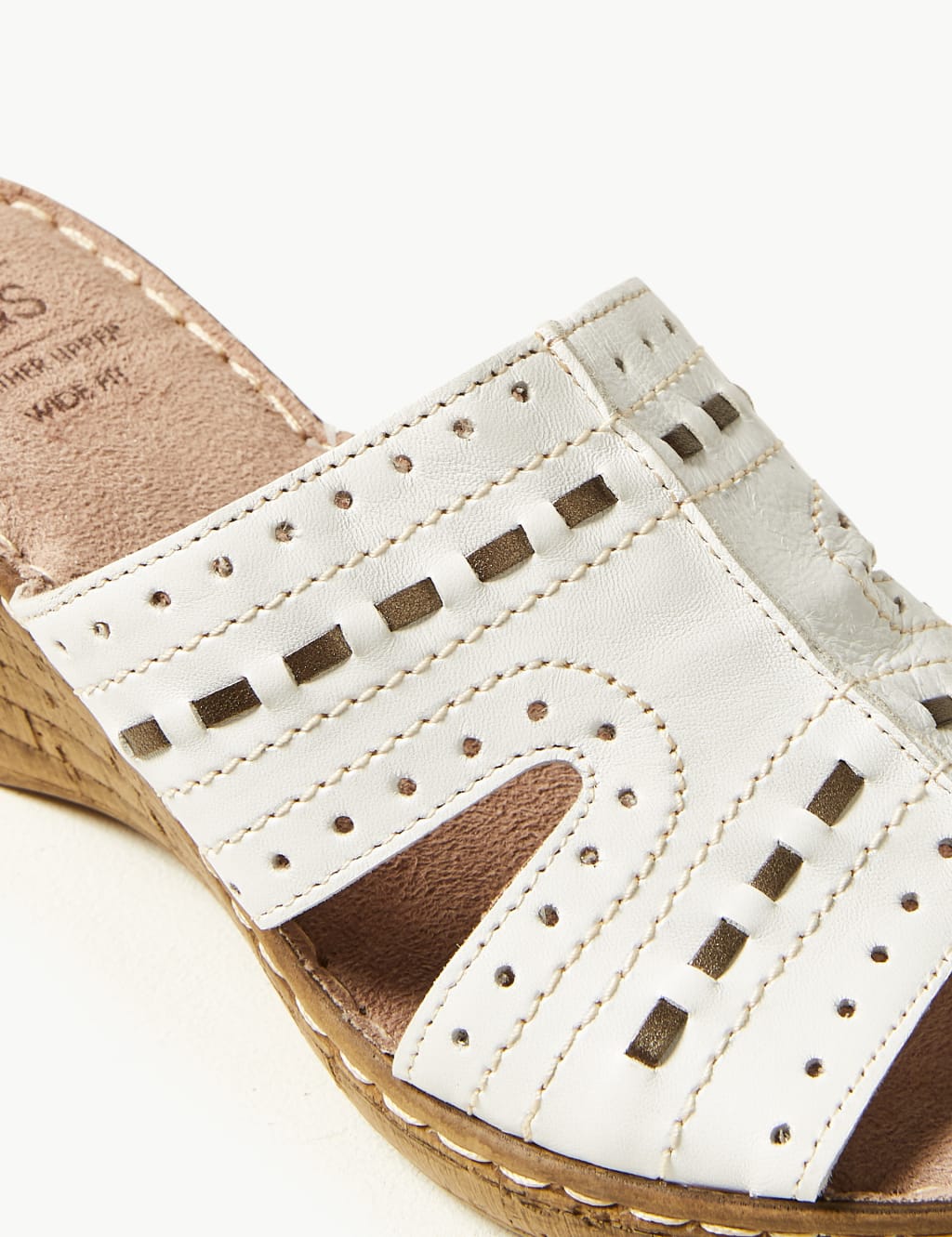 Wide Fit Leather Wedge Heel Mule Sandals M S Collection M S