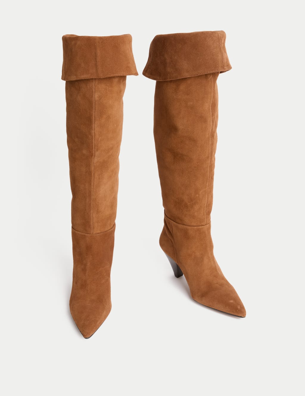 Suede Ruched Kitten Heel Knee High Boots Autograph M S