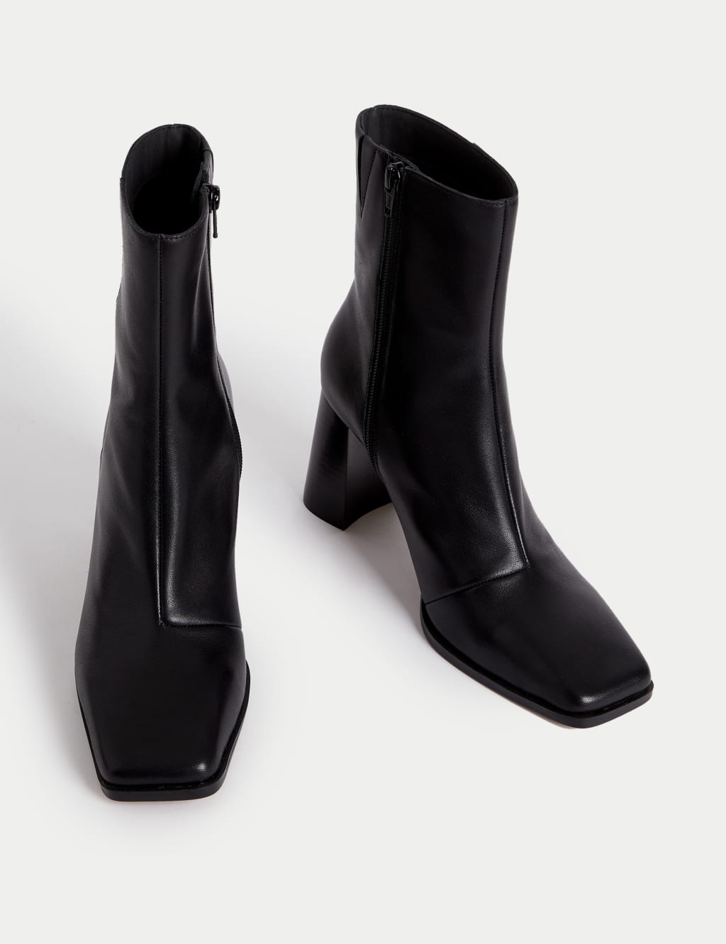 Square toe black leather ankle boots deals