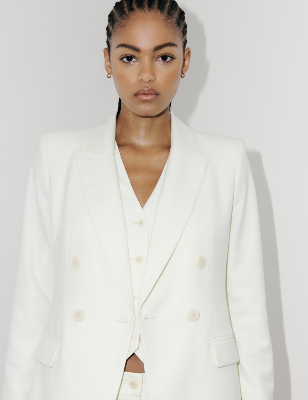 Wool Blend Double Breasted Blazer