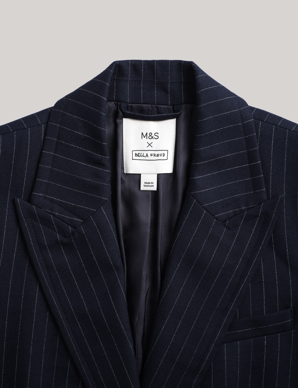Wool Blend Pinstripe Blazer