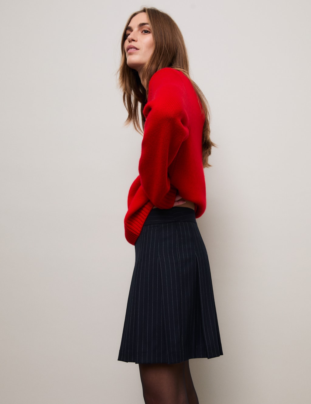 Pinstripe overall mini skirt top