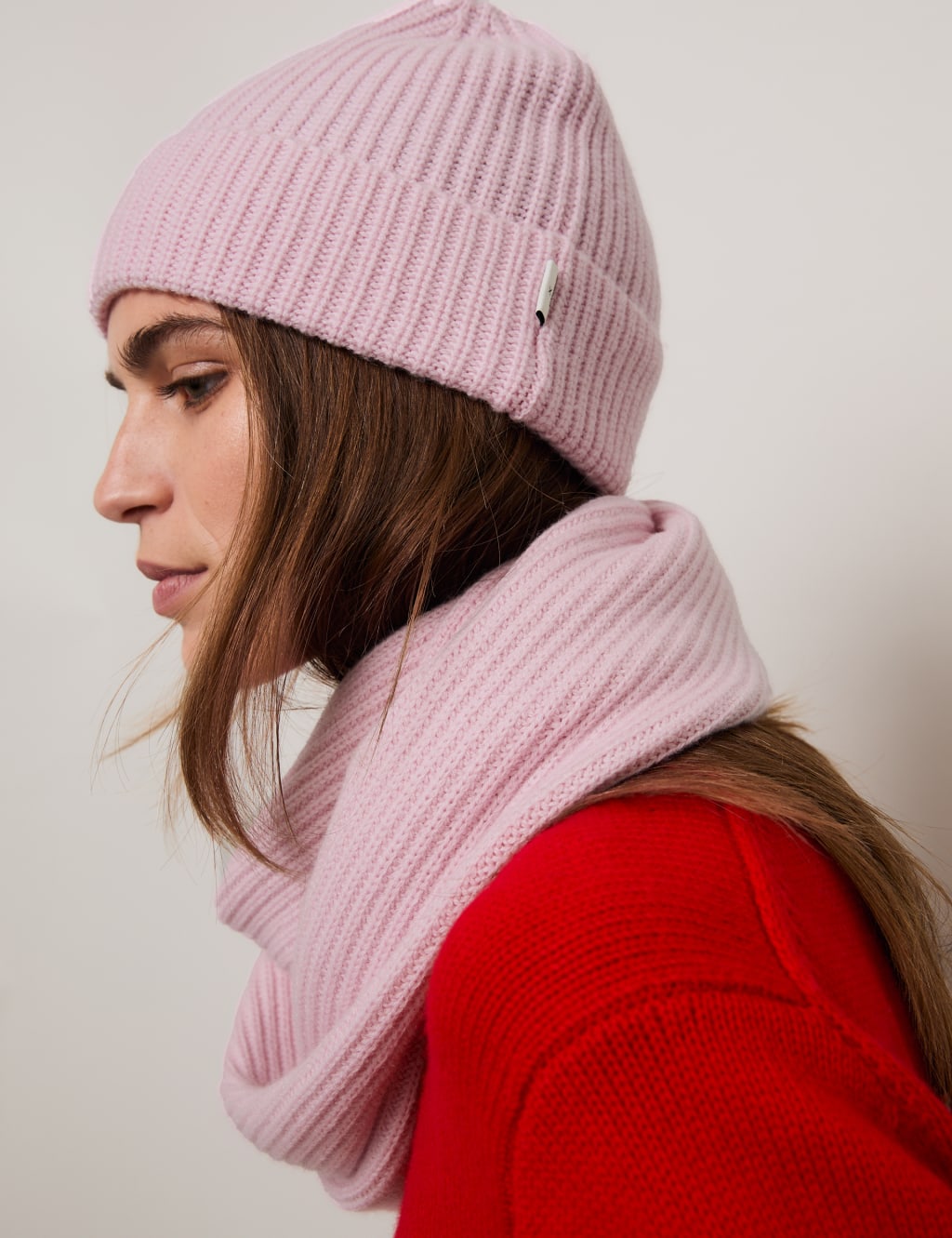 Merino Wool Blend Beanie Hat With Cashmere