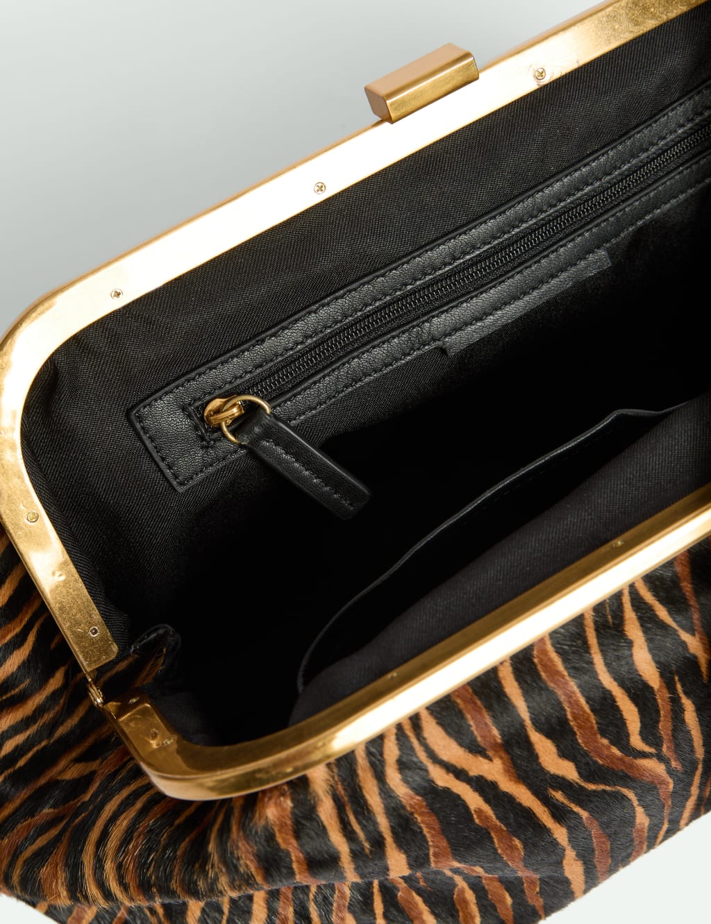 Animal Print Leather Clutch Bag