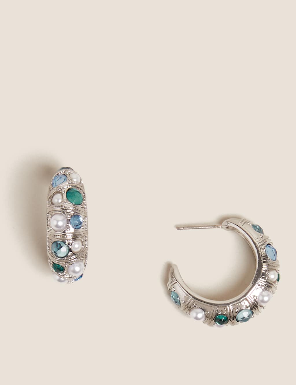 Mixed Sparkle Stone Chunky Hoop Earrings 1 of 1