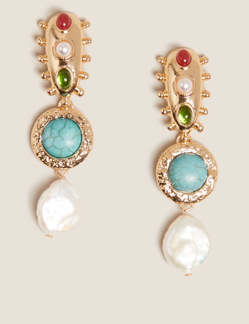 Freshwater Pearl Stone Drop Earrings 1 of 1