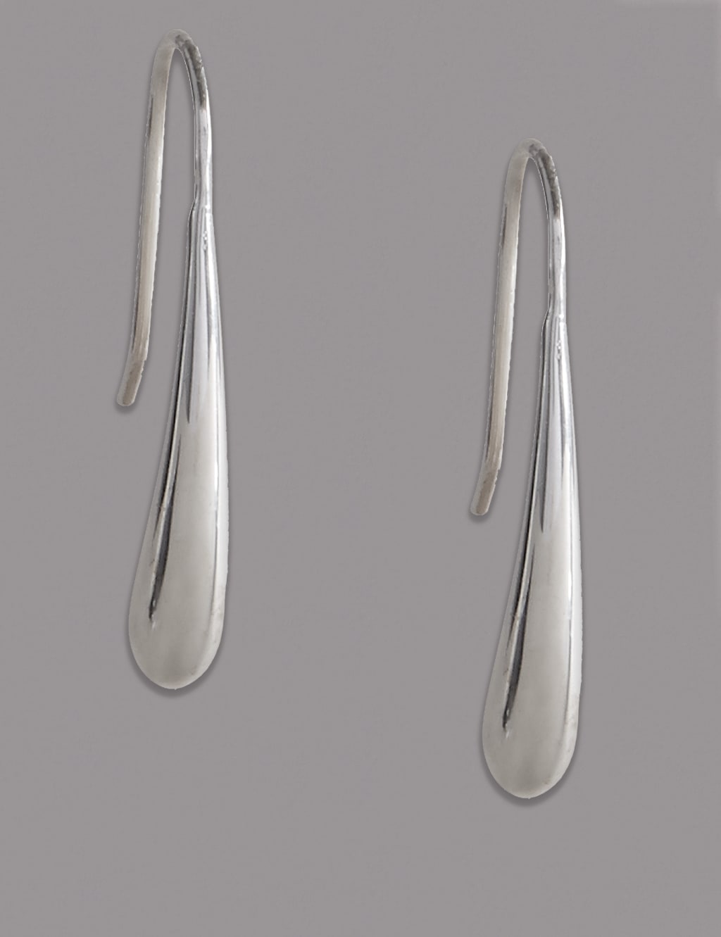 Sterling Silver Sleek Loop Drop Earrings 2 of 3