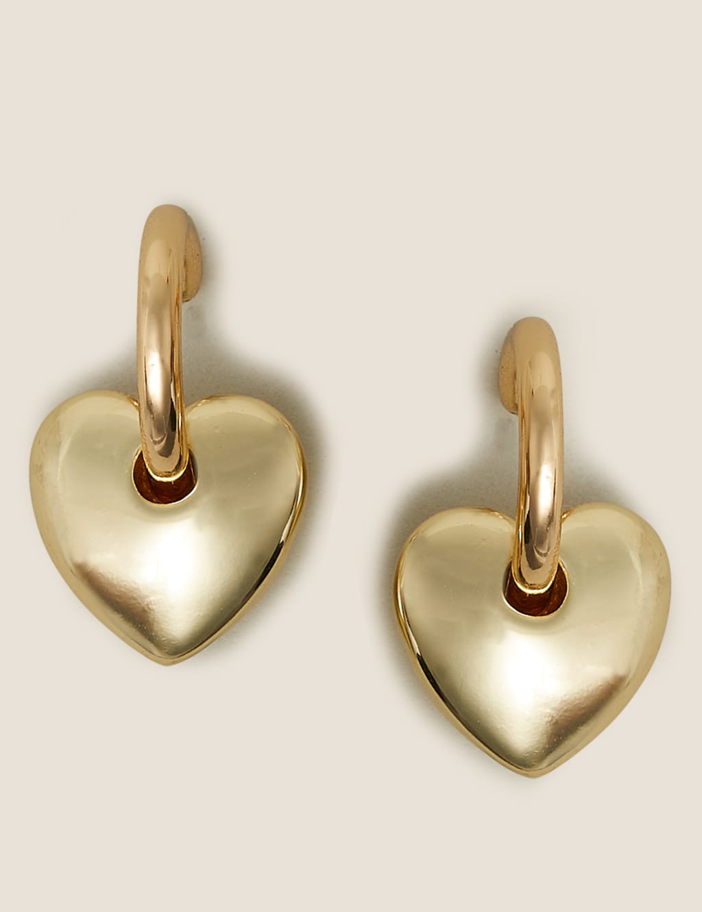 Gold Tone Chunky Heart Hoop Earrings 1 of 1