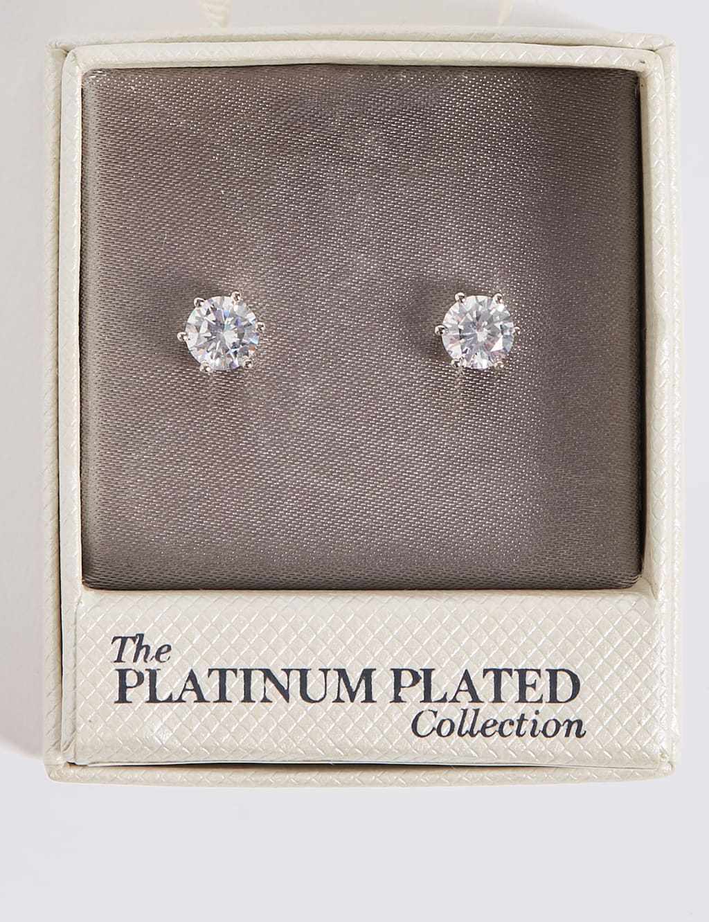 Platinum Plated Diamante Stud Earrings M S Collection M S