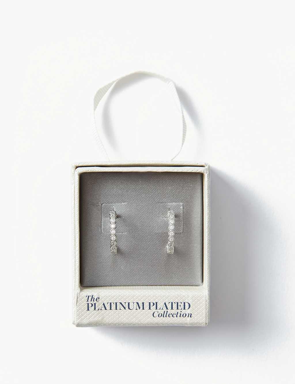 Platinum Plated Bling Hoop Earrings 2 of 2