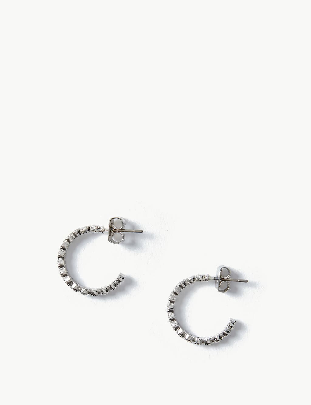 Platinum Plated Bling Hoop Earrings 1 of 2