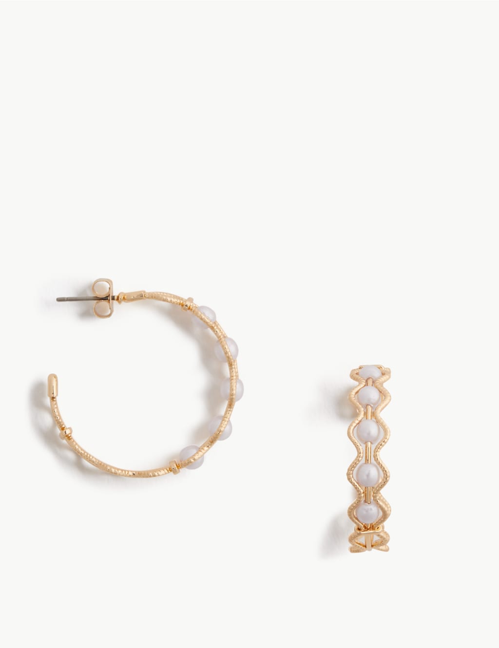 Pearl Effect Zig Zag Hoop Earrings 2 of 2