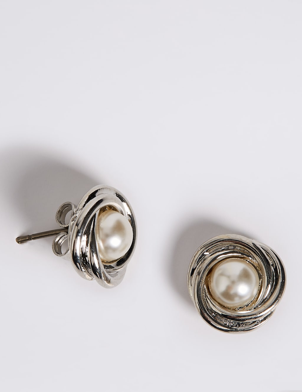 Pearl Effect Twisted Knot Stud Earrings M S Collection M S