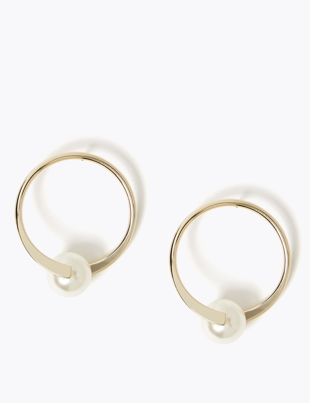 Circle Pearl Stud Earrings M S Collection M S