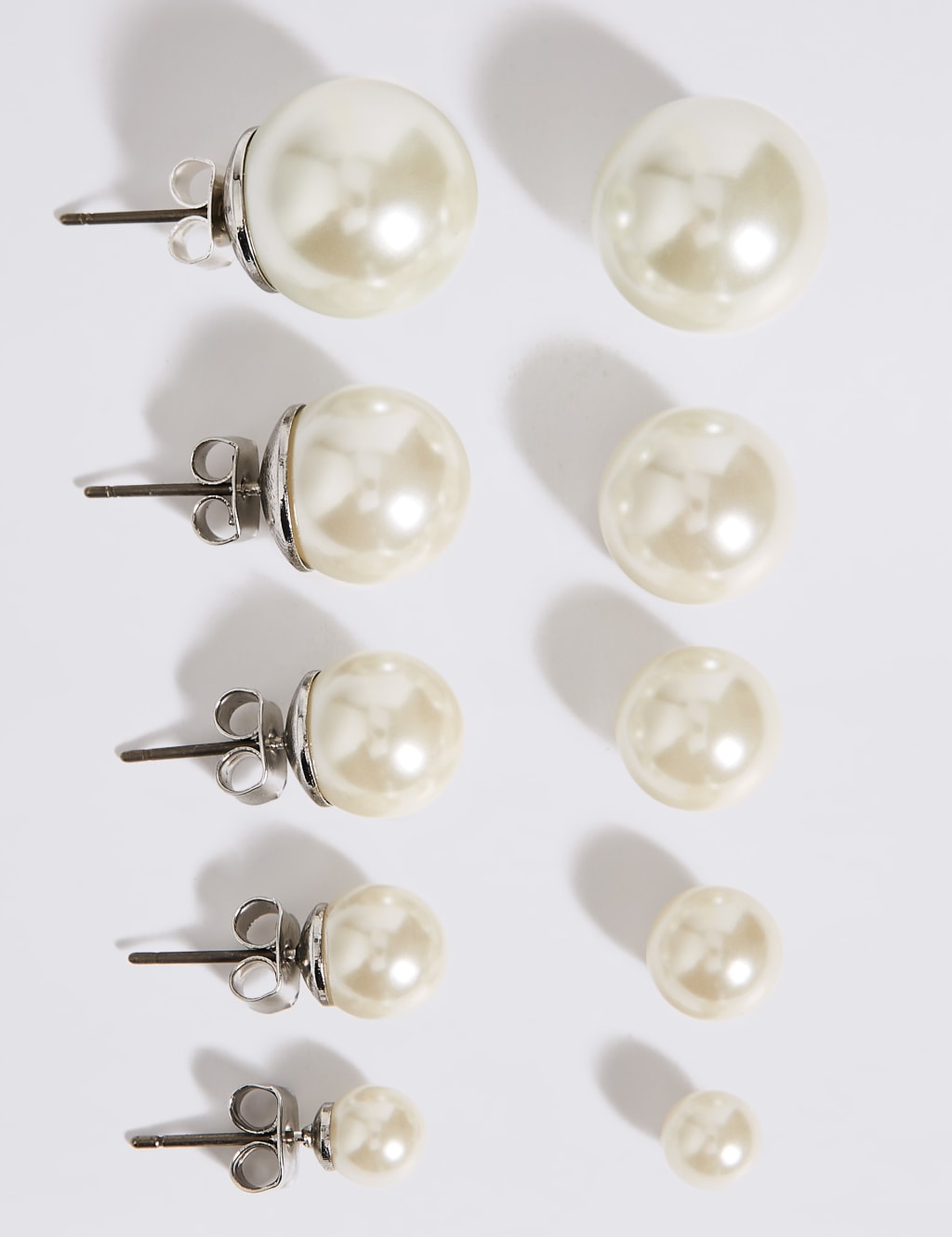 Pearl Effect Stud Earrings Set