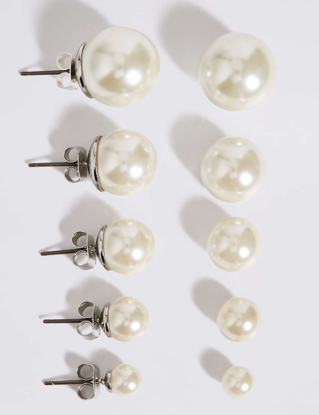 Pearl Effect Stud Earrings Set 2 of 2